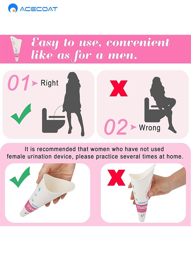 ACECOAT 20PCS Disposable Female Urination Device, Portable Girl Urinal Funnel Women Outside Pee Cup Waterproof Paper Standing Pee Disposable Cup Female Urinal For Camping, Hiking - Image 5